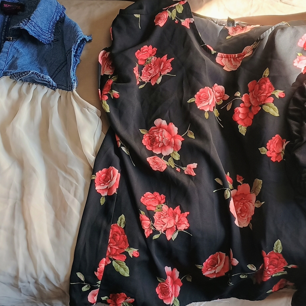 Floral Black and Red Blouse